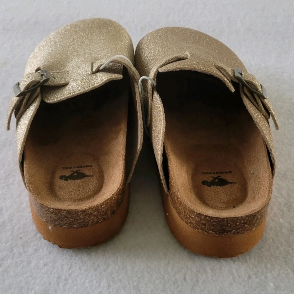 Rocket Dog Abel Plus Clogs Gold Glenn Glitter Slip On Sandals Big Kids Sz‎ 1.